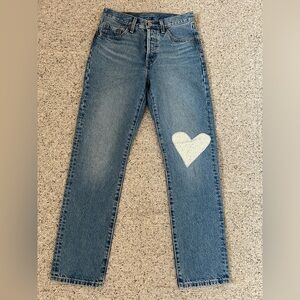 Levi’s Women’s 501 Medium Wash Field Notes Straight Jeans